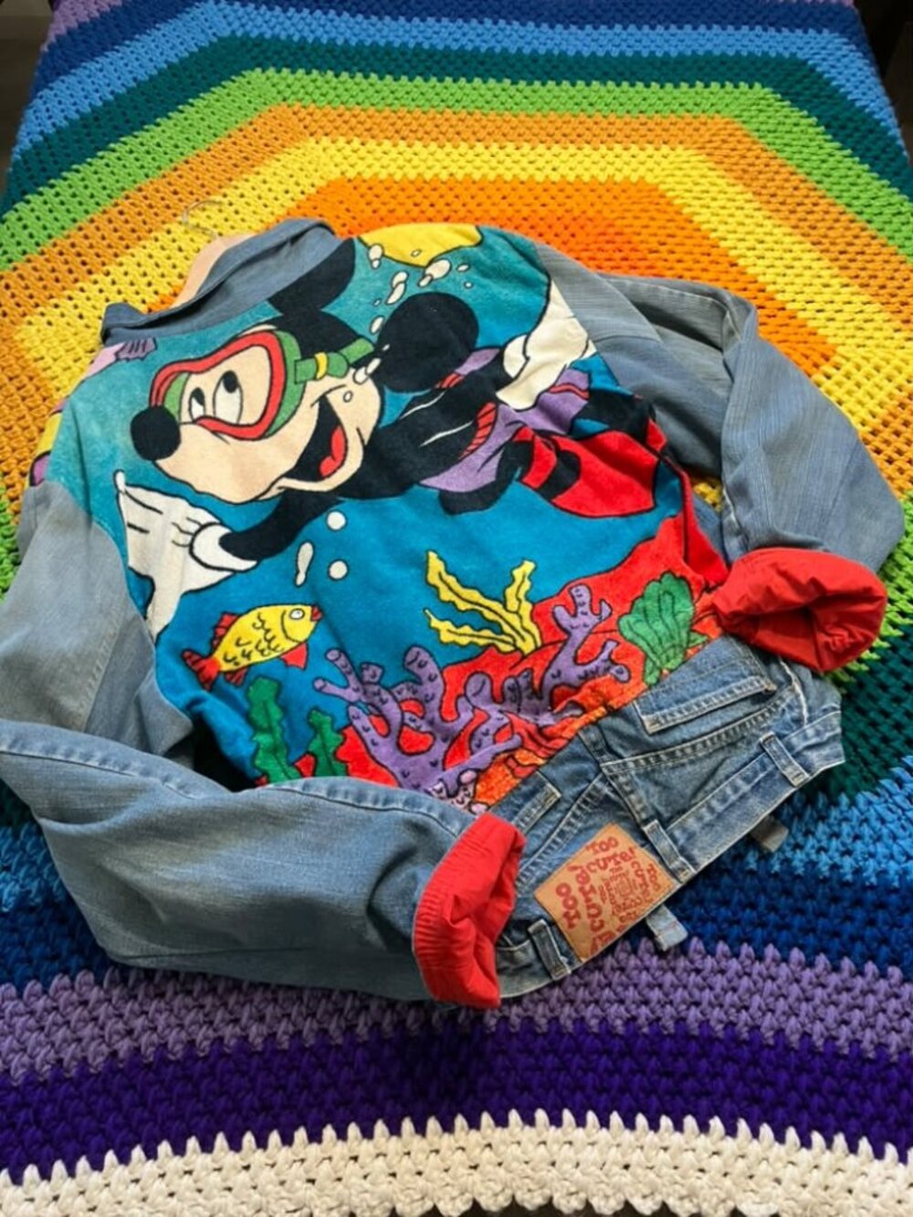 90's Vintage Too Cute Guetta Bros x Disney Mickey & Co Mickey Denim Terry Jacket